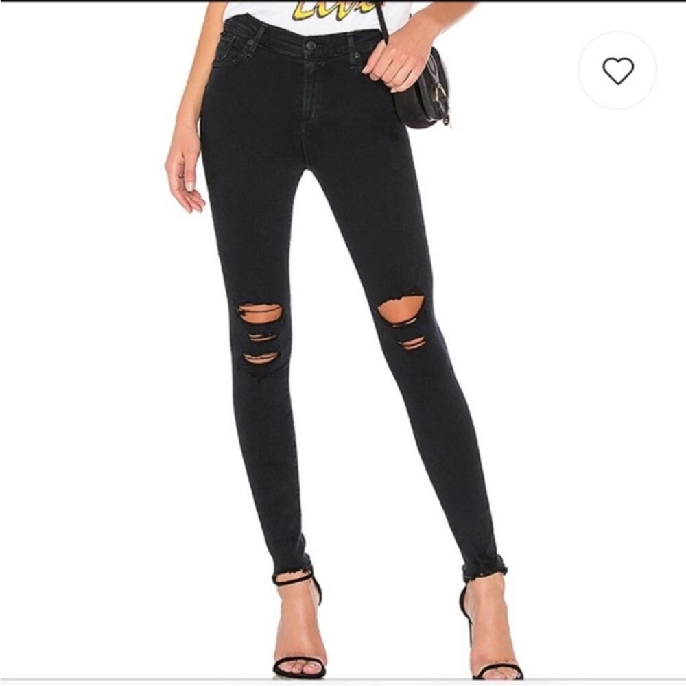 Agolde Sophie hi rise skinny jeans black distressed size 25